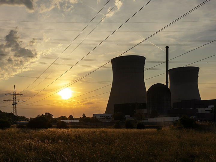 Cooling towers at an energy plant